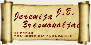 Jeremija Bresnopoljac vizit kartica